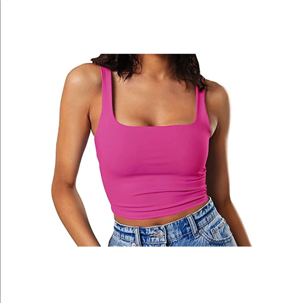 NEW Artfish Women's Sleeveless Strappy Tank Square Neck Double Layer Wor…
